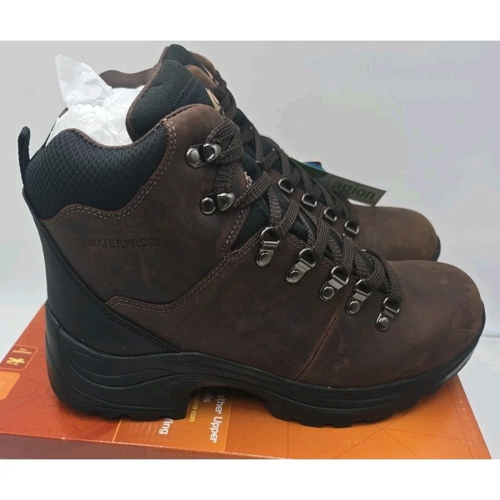 Mens Brown Leather Sneakers Size 10.5 Ozark Trail Hiking Shoes NEW Waterproof